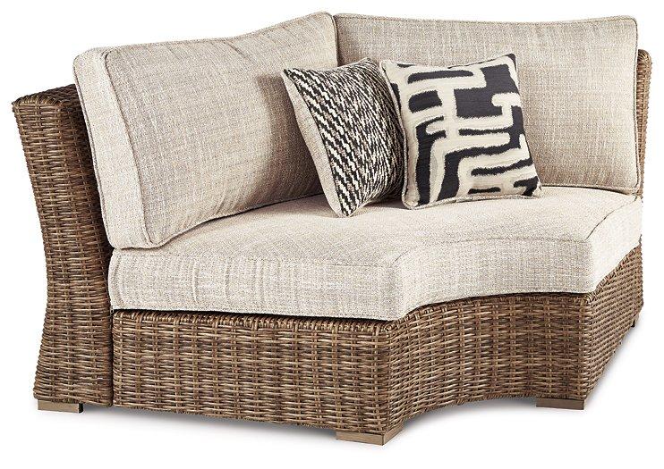 Beachcroft Outdoor Curved Corner Chair with Cushion Outdoor Seating Ashley Furniture