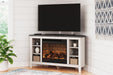 Dorrinson Corner TV Stand with Electric Fireplace TV Stand Ashley Furniture