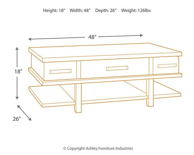 Stanah Coffee Table with Lift Top Cocktail Table Lift Ashley Furniture