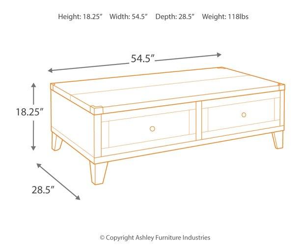 Todoe Coffee Table with Lift Top Cocktail Table Lift Ashley Furniture