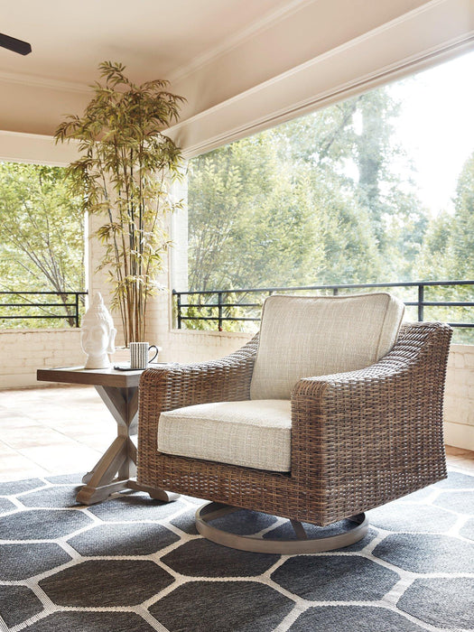 Beachcroft Outdoor Swivel Lounge with Cushion Outdoor Seating Ashley Furniture