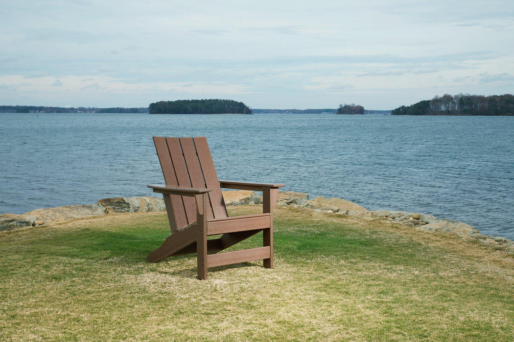 Emmeline 2 Adirondack Chairs with Tete-A-Tete Table Connector Outdoor Seating Set Ashley Furniture