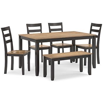 Gesthaven Dining Table with 4 Chairs and Bench (Set of 6) Dining Table Ashley Furniture