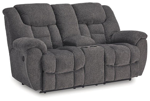 Foreside Reclining Loveseat with Console - Dayton Discount Furniture