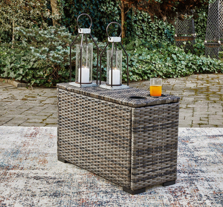 Harbor Court Console with Drink Holders Outdoor Seating Ashley Furniture