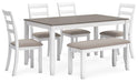 Stonehollow Dining Table and Chairs with Bench (Set of 6) Dining Table Ashley Furniture