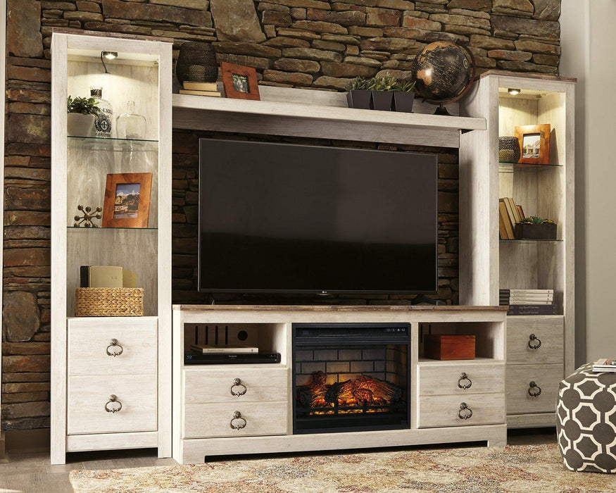 Willowton 4-Piece Entertainment Center with Electric Fireplace Entertainment Center Ashley Furniture