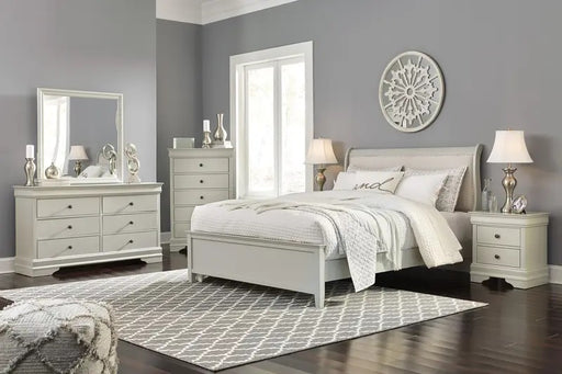 Jorstad Gray Full Upholstered Sleigh Bedroom Group Bedroom Set Dayton Discount Furniture