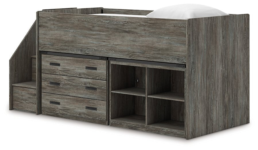 Frandern Loft Bed with Bookcase and Drawer Storage - Dayton Discount Furniture