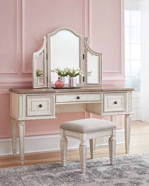 Realyn Vanity and Mirror with Stool Vanity Ashley Furniture