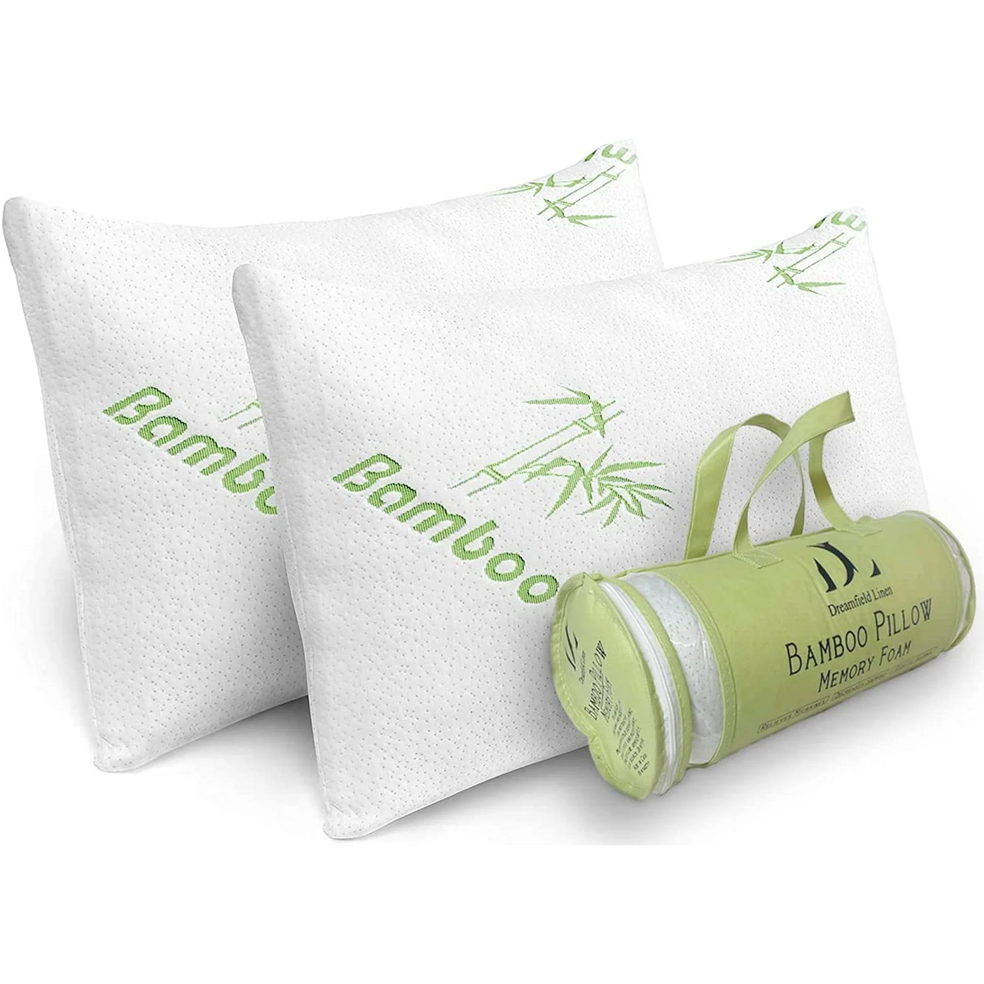 2 Pack King Size Bamboo Pillow, Memory Foam