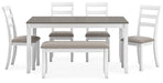 Stonehollow Dining Table and Chairs with Bench (Set of 6) Dining Table Ashley Furniture