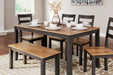 Gesthaven Dining Table with 4 Chairs and Bench (Set of 6) Dining Table Ashley Furniture