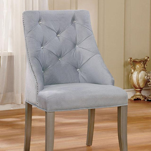 DIOCLES Silver/Light Gray Side Chair (2/CTN) Dining Chair FOA East