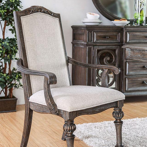 ARCADIA Rustic Natural Tone/ Ivory Arm Chair (2/CTN) Dining Chair FOA East