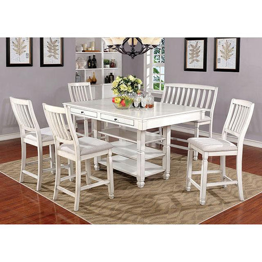 Kaliyah Antique White Counter Ht. Table Dining Table FOA East