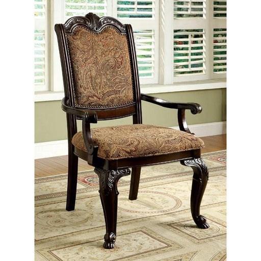 BELLAGIO Brown Cherry/Pattern Fabric Arm Chair (2/CTN) Dining Chair FOA East