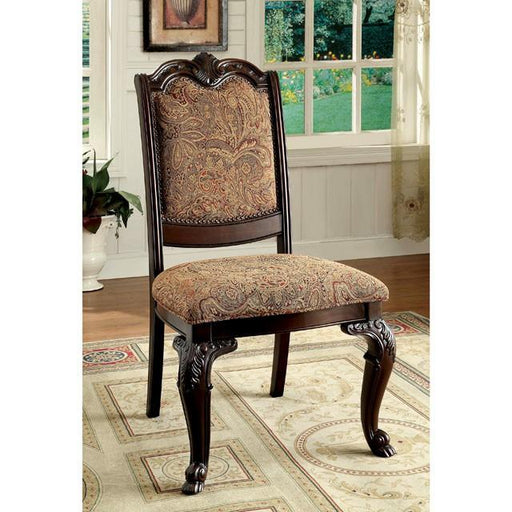 BELLAGIO Brown Cherry/Pattern Fabric Side Chair (2/CTN) Chair FOA East