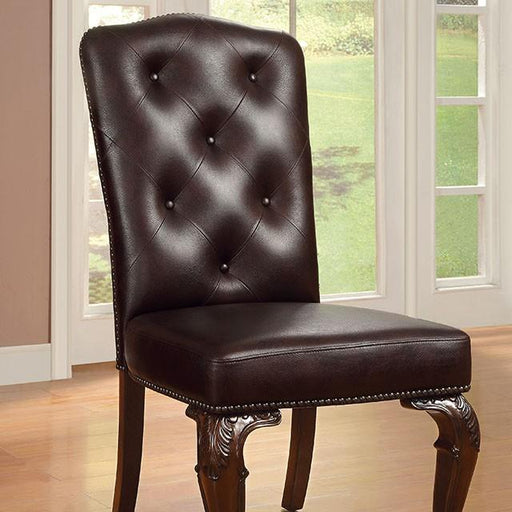 Bellagio Brown Cherry/Pattern Leatherette Side Chair (2/CTN) Chair FOA East