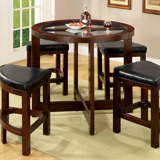 Crystal Cove I Dark Walnut 5 Pc. Round Counter Ht. Table Set (K/D) Dining Room Set FOA East