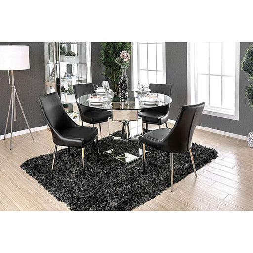 Izzy Chrome Round Dining Table Dining Table FOA East