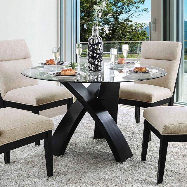 Jasmin Black/White Round Dining Table Dining Table FOA East