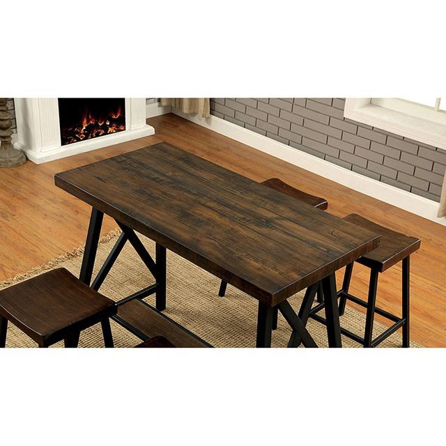 Lainey Weathered Medium Oak/Black Counter Ht. Table Dining Table FOA East