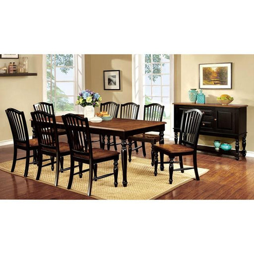 MAYVILLE Black/Antique Oak Dining Table w/ 1x18 Leaf Dining Table FOA East