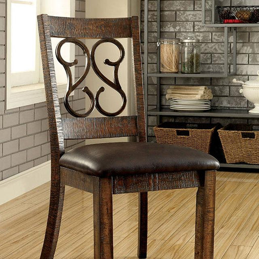 PAULINA Rustic Walnut/Espresso Side Chair (2/CTN) Dining Chair FOA East