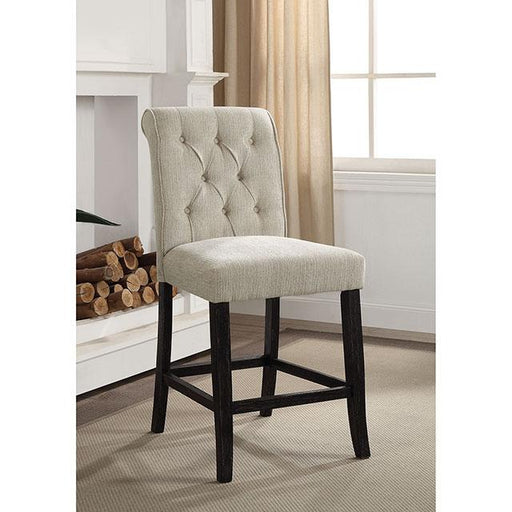 Izzy Beige/Antique Black Counter Ht. Chair, Ivory (2/CTN) Dining Chair FOA East