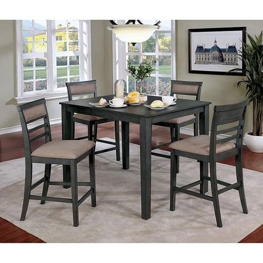 Fafnir Weathered Gray/Beige 5 Pc. Counter Ht. Table Set Dining Room Set FOA East