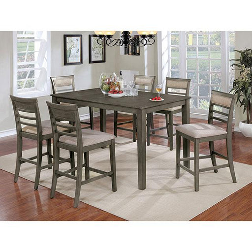 Fafnir Weathered Gray/Beige 7 Pc. Counter Ht. Table Set Dining Room Set FOA East