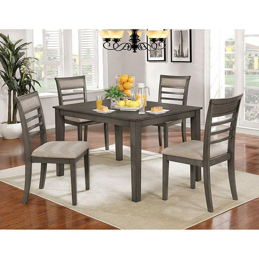 Fafnir Weathered Gray/Beige 6 Pc. Dining Table Set w/ Bench Dining Room Set FOA East