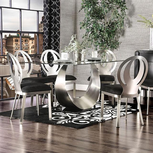 ORLA Silver/Black Dining Table Dining Table FOA East