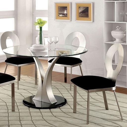 VALO Silver/Black Round Dining Table Dining Table FOA East
