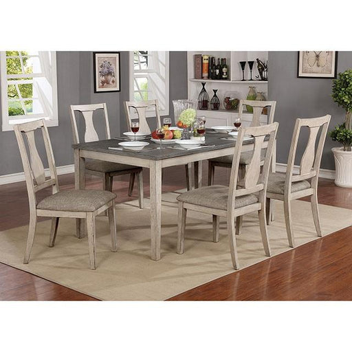 Ann Antique White/Gray 7 Pc. Dining Table Set Dining Room Set FOA East