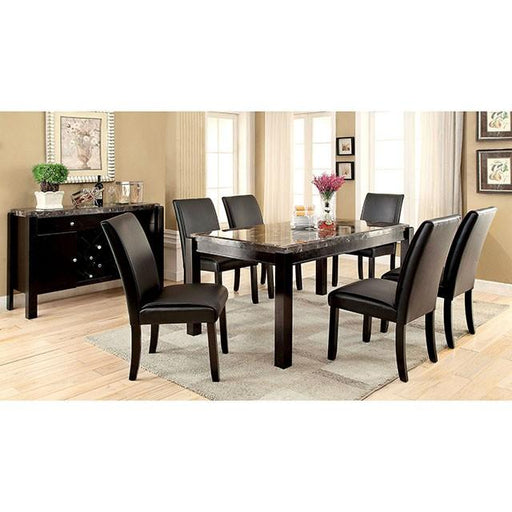 GRANDSTONE I Black Dining Table, Gray Marble Top Dining Table FOA East