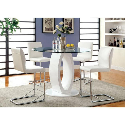 LODIA II White Round Counter Ht. Table Dining Table FOA East