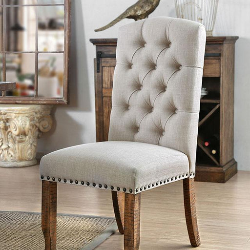 Gianna Rustic Pine/Ivory Side Chair (2/CTN) Dining Chair FOA East