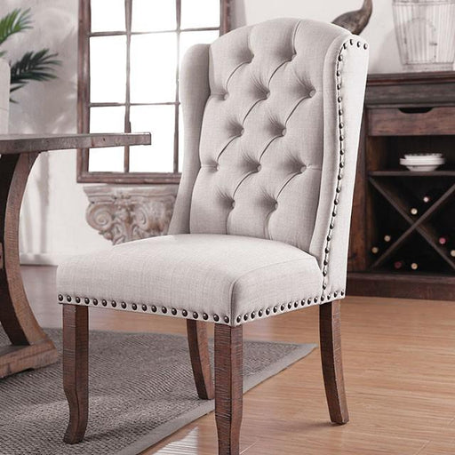 Gianna Rustic Pine/Ivory Wingback Chair (2/CTN) Dining Chair FOA East