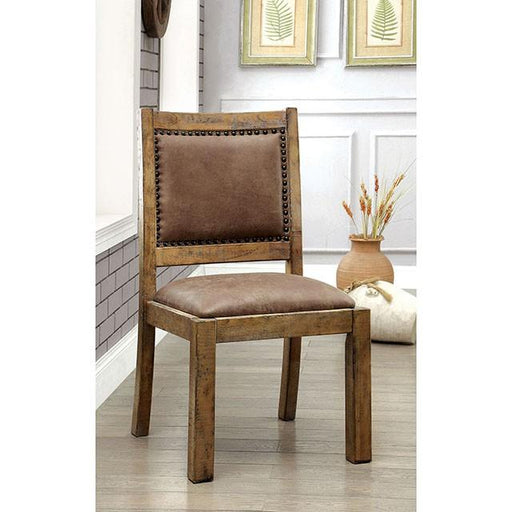 GIANNA Rustic Pine/Brown Side Chair (2/CTN) Dining Chair FOA East