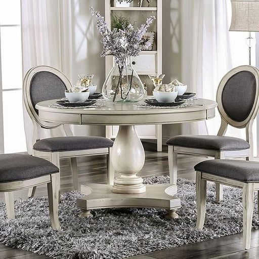 Kathryn Antique White Round Dining Table, Antique White Dining Table FOA East