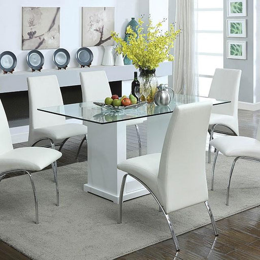 Eva White/Clear Dining Table Dining Table FOA East