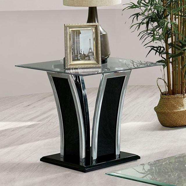 Staten Glossy Black/Chrome End Table End Table FOA East