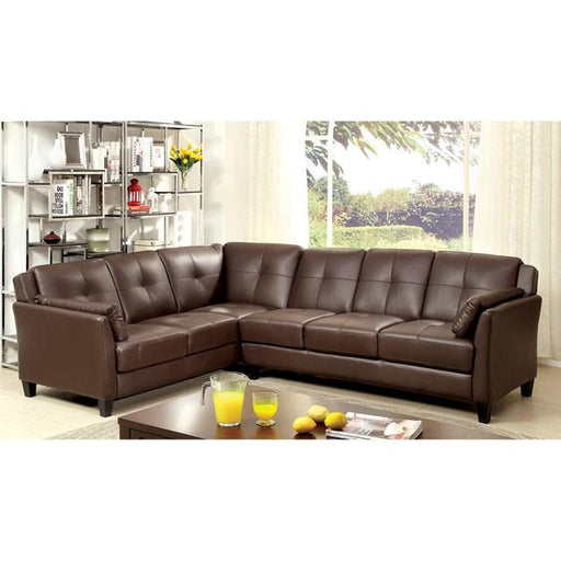 PEEVER Brown Sectional, Brown (K/D) Sectional FOA East