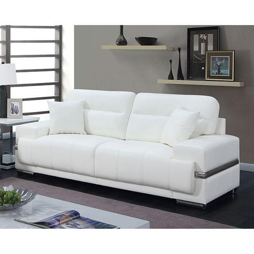 ZIBAK White/Chrome Sofa, White Sofa FOA East