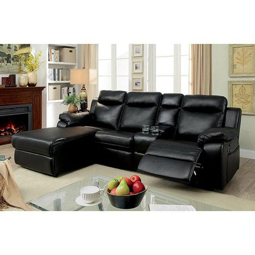 HARDY Black Sectional w/ Console, Black Sectional FOA East