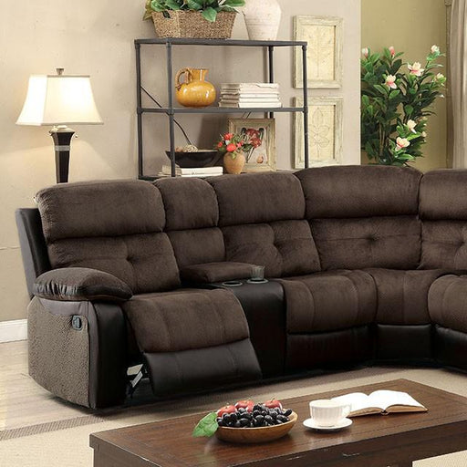 Hadley II Brown/Black Sectional w/ 2 Consoles Sectional FOA East