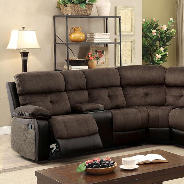 Hadley II Brown/Black Sectional w/ 2 Consoles Sectional FOA East