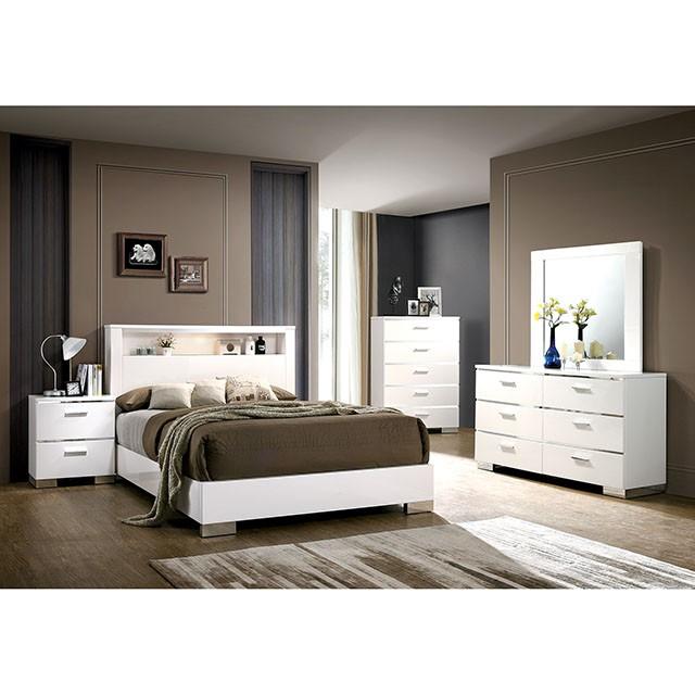 Malte White Queen Bed Bed FOA East